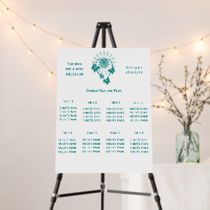 Wedding Seating Plan Foam Board Teal Butterflies