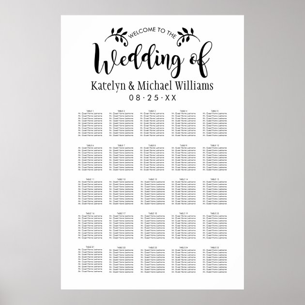 Wedding Seating Poster | Black Script