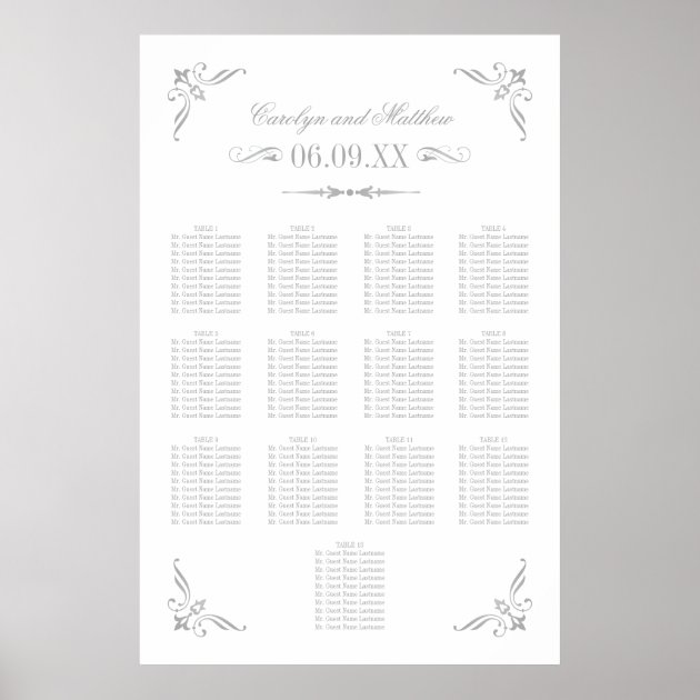 Wedding Seating Poster | Silver Flourish
