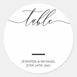 Wedding Seating Script Table Numbers Classic Round Sticker