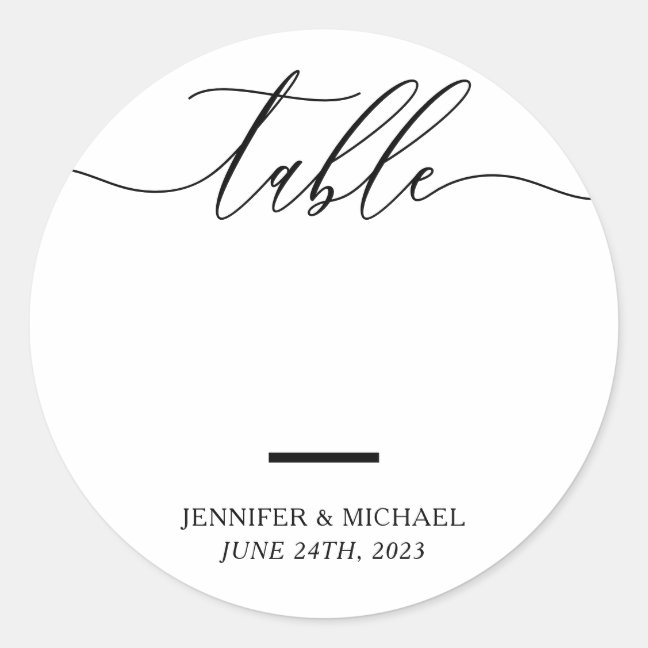 Wedding Seating Script Table Numbers Classic Round Sticker