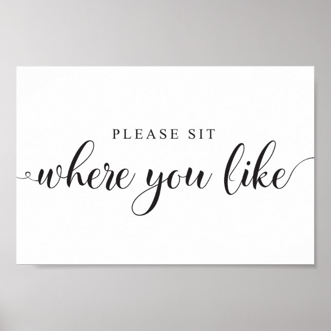 Wedding Seating Sign. Please sit where you like Poster (Front)