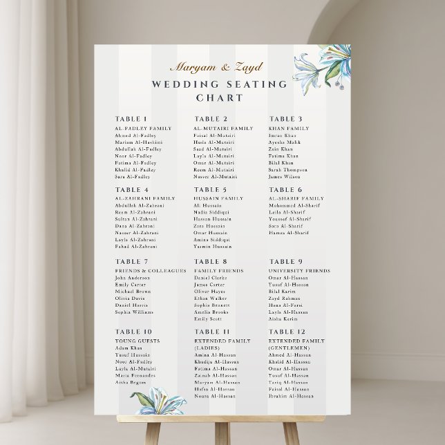 Wedding Seating Sign | Watercolor Blue Lily (Creator Uploaded)