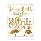 Wedding selfie photo booth sign elegant gold