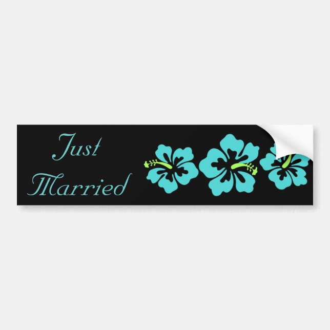 Wedding Set - Tropical - Hibiscus Blue Bumper Sticker (Front)