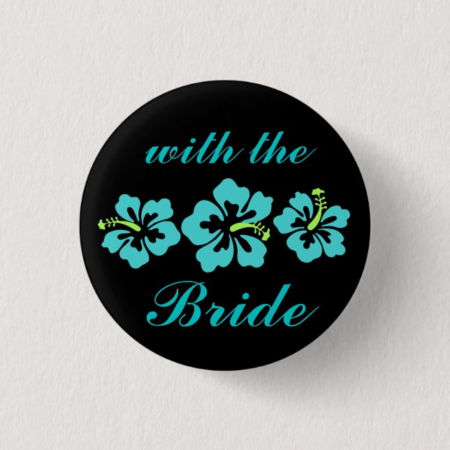 Wedding Set - Tropical - Hibiscus Blue Button (Front)