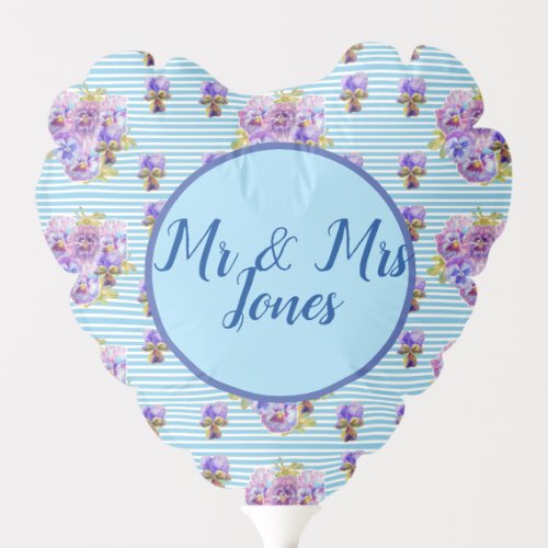 Wedding Shabby Pansy Blue Vintage Floral Flower Balloon