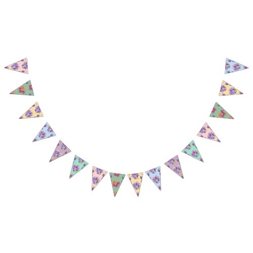 Wedding Shabby Pastel Flowers Floral Party Bunting Bunting Flags