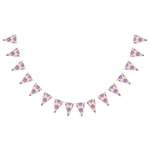 Wedding Shabby Pink Pastel Flowers Floral Party Bunting Flags