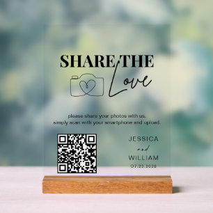 Wedding Share The Love   Photo Sharing QR Code Acrylic Sign