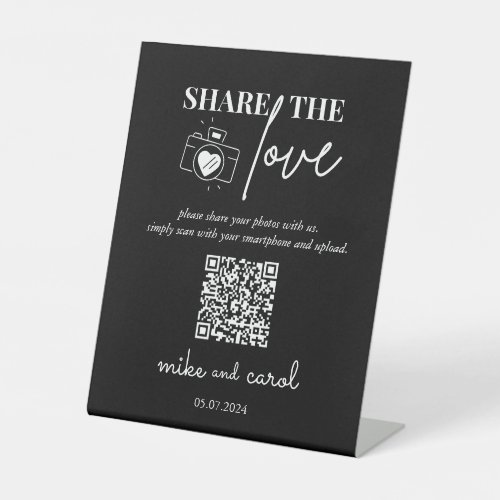 Wedding Share The Love  Photo Sharing QR Code Pedestal Sign