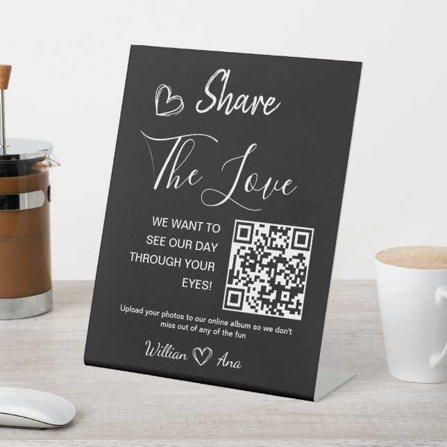 Wedding Share The Love QR Code Pedestal Sign (In SItu)