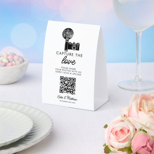 Wedding Share the love QR code Photo Upload Paper Table Tent (Insitu(Wedding))