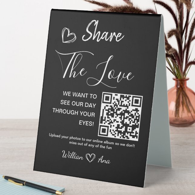 Wedding Share The Love QR Code  Table Tent (In SItu (Table))