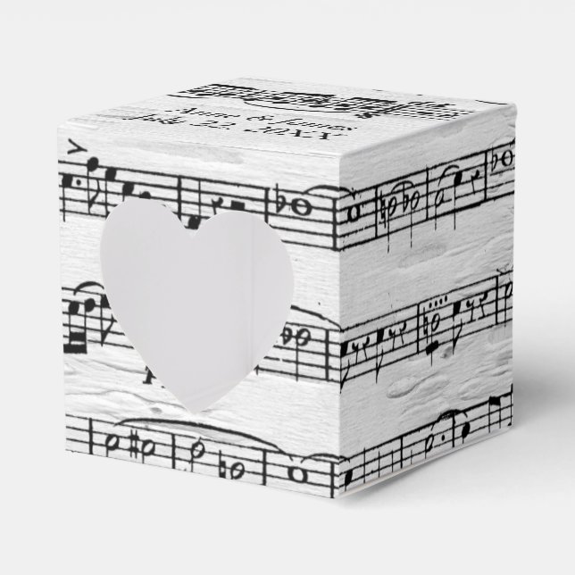 Wedding Sheet Music On Birch Favor Boxes (Front Side)