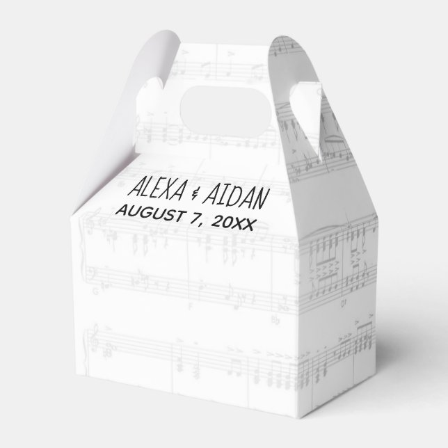 Wedding Sheet Music with Text Favor Boxes (Front Side)