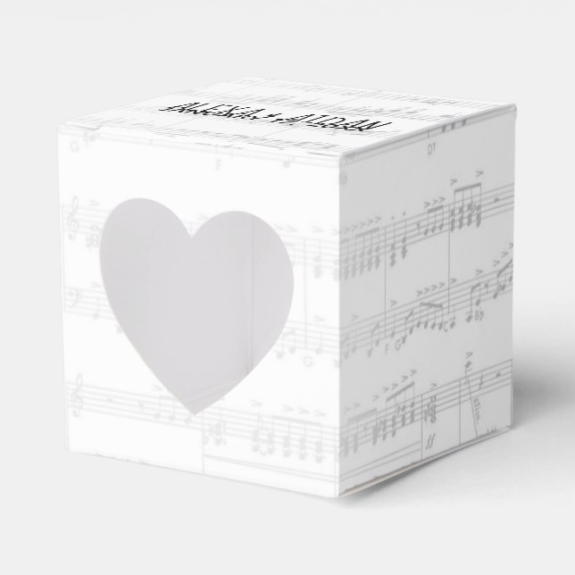 Wedding Sheet Music with Text   Favor Boxes (Front Side)
