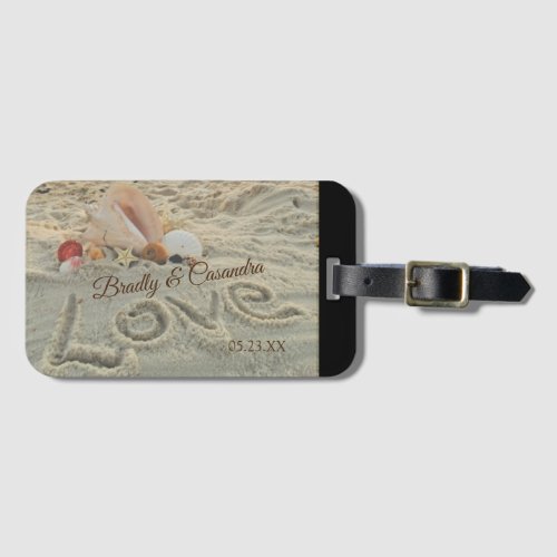 Wedding Shell on the beach love in the sand Luggage Tag