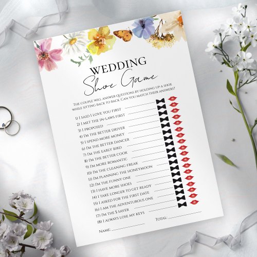 Wedding Shoe  Boho Bridal Shower Game Card