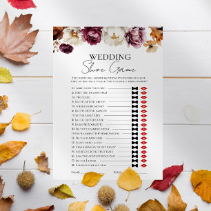 Wedding Shoe Fall Bridal Shower Game Card