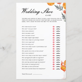 Wedding Shoe Game Aperol Spritz Bridal Shower