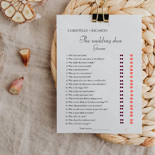 Wedding shoe game Bachelorette party game card