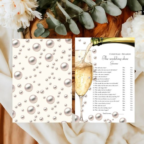 Wedding shoe game Pearl  Prosecco party game Card
