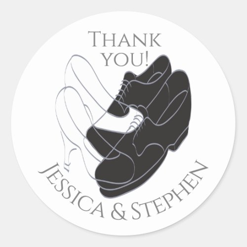 Wedding Shoes Black and White Classic Round Sticker