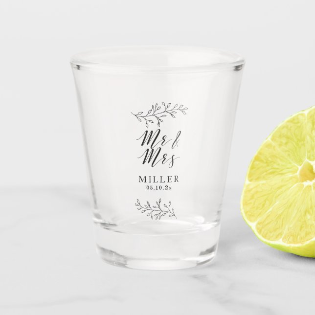 Wedding Shot Glass Favor simple personalized (Front)