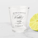 Wedding Shot Glass Favors, Personalized Wedding<br><div class="desc">Elegant personalized names,  texts and date wedding shot glasses.</div>
