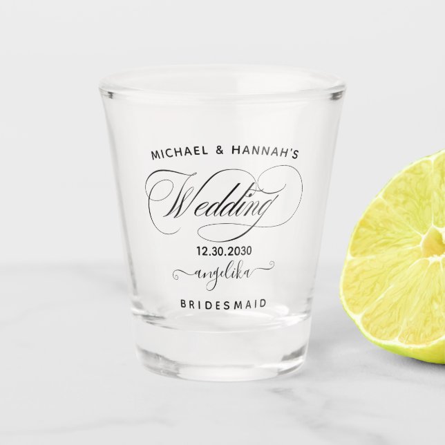 Wedding Shot Glass Favors, Personalized Wedding (Front)