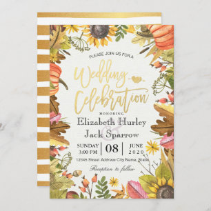Wedding Shower Autumn Fall Maple Leaves Pumpkin Invitation