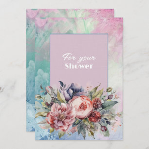 Wedding Shower Bouquet of Pink Purple Flowers Note Card