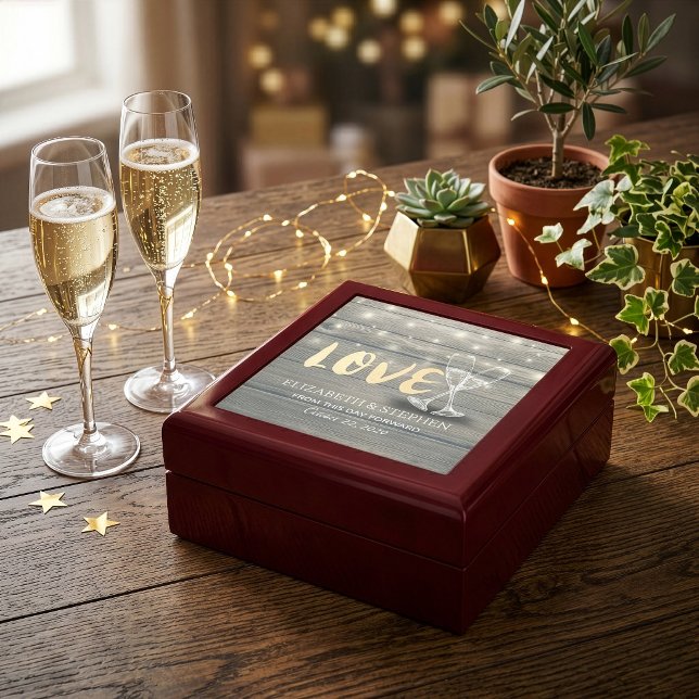 Wedding Shower Champagne Glasses Wood String Light Gift Box (Creator Uploaded)