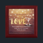 Wedding Shower Champagne Glasses Wood String Light Gift Box<br><div class="desc">Modern Wedding Gift Box Templates - Elegant Gold Lettering Script,  Vintage Champagne Glasses and String Lights on Rustic Wood Background.
A Perfect Design for your Big Day. All text style,  colors,  sizes can be modified to fit your needs!</div>