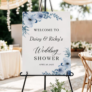 Wedding Shower Dusty Blue Bohemian Floral Foam Board