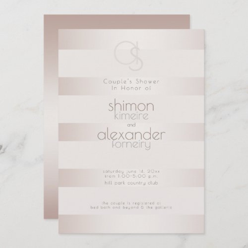 Wedding Shower  Elegant Modern Blush Pearl Stripe Invitation