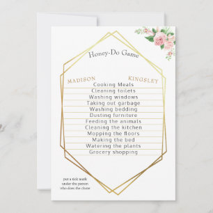 Wedding Shower Game Beautiful Pink Floral Elegant Invitation
