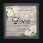 Wedding Shower Hydrangea Flower String Lights wood Gift Box<br><div class="desc">Modern Wedding Gift Box Templates - Elegant White lovely Watercolor Hydrangea Flowers and String Lights on Rustic Wood Background.
A Perfect Design for your Big Day. All text style,  colors,  sizes can be modified to fit your needs!</div>