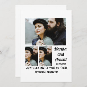 Wedding Shower Invitation custom 3 Photo Collage