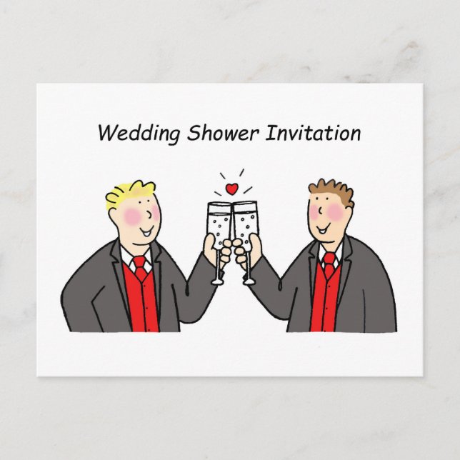Wedding Shower Invitation for Two Grooms. (Front)