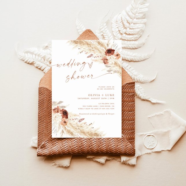 Wedding Shower Invite Boho Terracotta Pampas Grass (Creator Uploaded)