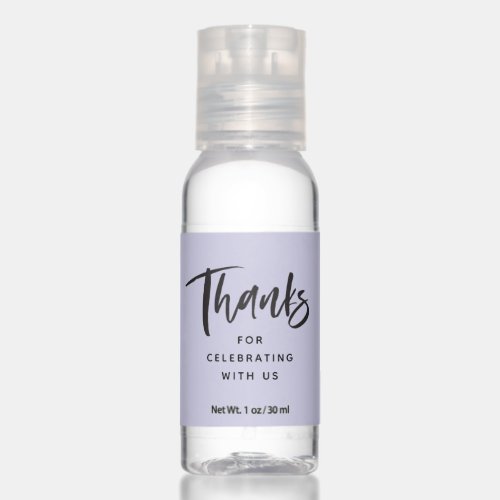 Wedding shower light lilac purple thanks hand sanitizer