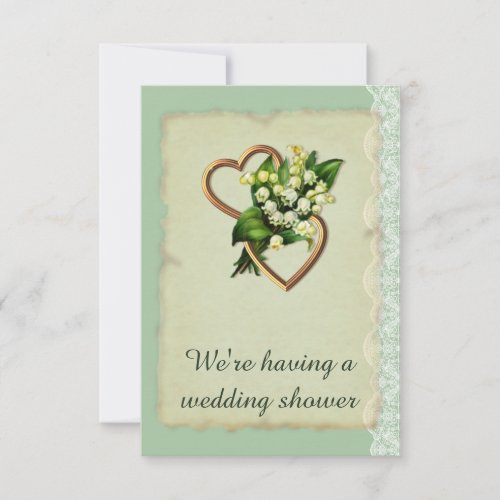 Wedding Shower Lily of the Valley Gold Hearts Invitation