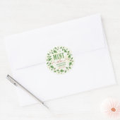 Wedding Shower Mint to Be Watercolor Leaf Wreath Classic Round Sticker (Envelope)