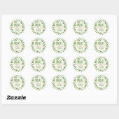 Wedding Shower Mint to Be Watercolor Leaf Wreath Classic Round Sticker (Sheet)