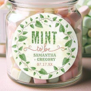 Wedding Shower Mint to Be Watercolor Leaf Wreath Classic Round Sticker