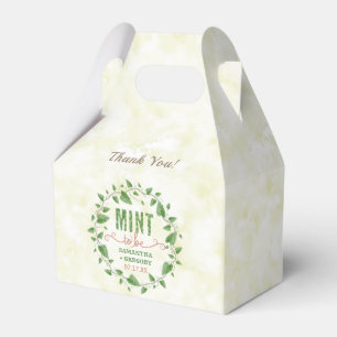 Wedding Shower Mint to Be Watercolor Leaf Wreath Favor Boxes