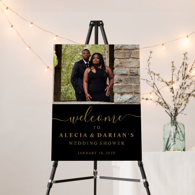 Wedding Shower Sign Gold Script (In Situ (Stand))
