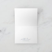 Wedding Shower Soft Dusty Blue Watercolor V2 Thank You Card (Inside)